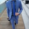 İş Takımları Toptan Eşya Mavi Erkekler Yakışıklı Damat Giyim Custom Made Örgün Düğün Smokin Best Man Suit