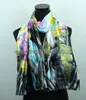 1 Sztuk Różowy Lily Kwiat Dark Szary Szaliki Damska Moda Satyna Malowanie Olejowe Szal Beach Silk Scarf 160x50 CM