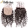 Bella Hair Base Base Top Elovure Curly Wave Weaved Hidden Cnots Free Part 4x4 Fake Scalp Provin Closure مع شعر الطفل إغلاق شعر بشري عذراء غير مجهزة