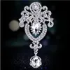 Coroa Do Vintage Pin Cristal Dangle Broche High-end Strass Broche Belas Pinos Para As Mulheres New 2016 Jóias Acessórios de Noiva Casamento Bouq