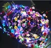 وميض LED LED FLOW FLOWER CROWN BASTING Party Rave Floral Hair Gallland Wreath Wedding Flower Girl Decorepiece Decor