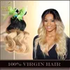 Ombre brasilianska mänskliga hårförlängningar Två tonfärg 1b / 27 # Blondin 7a Ombre Peruanska Malaysiska Indiska Kambodjanska Body Wave Hair Weave Buntar