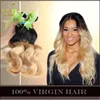 Ombre Brésilienne Extensions de Cheveux Humains Deux Tons Couleur 1B / 27 # Blonde 7A Ombre Péruvienne Malaisienne Indienne Cambodgienne Corps Vague Cheveux Weave Bundles