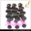 Moğol bakire insan saç demetleri vücut dalgası remy saç atkı uzantıları Sınıf 9A 4pcs doğal renk 10-26 inç Bellahair