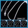 1000pcs 2mm 16 '' 18 '' 20 "22 '' 24 '' 925スターリングシルバースムースヘビチェーンネックレスホットセールフィットペンダント新しいファッションジュエリー