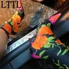 2017 Retro Floral Print Stretch Tkanina Bootie Kobiety Spinty Toe Zakryte Heel Boot Sexy Stiletto Buty Buty Slip On Buty Kobieta