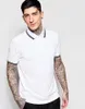 Homens Sólidos Polos Folha Bordado Masculino Londres Brit Polo Camisas Moda Clássico Casual Tees Camiseta Branco Preto S-XXL