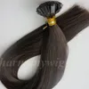 150g 1Sset = 150Strands Pre Bonded Flat Tips Hair Extensions 18 20 22 24In # 2 / Darkest Brown Brazilian Indian Remy Keratin Mänskligt hår