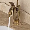 Hele en winkels luxe solide messing badkamersbekken Swan -stijl ijdelheid gootsteen mixer tap dek gemonteerd en koude mixer5881587