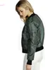 Partihandel-2015 Top Autumn Bomber Jackets Women Stand Collar Coats Zipper Casual Jaqueta ärm Sports fritidskåp Outwear Army Vy