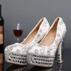 Spedizione gratuita moda avorio e perla bianca donna abito da sposa scarpe strass tacchi alti scarpe ivor scarpe da donna punta rotonda