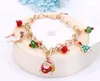 Mode-sieraden Kerst Kreeft Sluiting Link Ketting Armbanden Legering Olie Drip Santa Claus Xmas Tree Charm Armband te koop