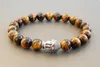 SN0241 Nieuwe Mala Armband Goud Zilver Boeddha Armband Stretchy Beaded Armband Mannen Boeddha Tiger Eye Armbanden Gratis Verzending