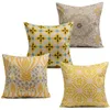 Whole1 Pcs 45x45cm Retro Yellow Flower Pillow Case Cover Four Pattern Cotton Home Linen Back Throw Supplies7254531