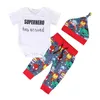 Cartoon baby jongen kleding jongens outfits katoen korte mouw romper + broek + hoed 3 stks kinderkleding sets boutique babykleding set pasgeboren