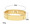 Cool Mens 15mm 21cm Watch Band Armband Gold Plated 316L rostfritt st￥l Rem fasta l￤nkar manschett smycken g￥va