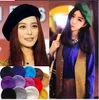 20 sztuk Zima Kobiety Solid Color Francuski Wełna Mieszany Beret Jesień Płaski Kaptusz Beanie Dla Lady Darmowa Wysyłka