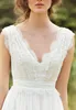 2019 Sexy Bohemian Wedding Dresses Chiffon and Lace Beach Garden Bridal Gowns with V Neck V Back Floor Length Custom Made New2798349