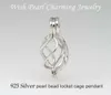 925 Silver Ed Cage Locket Sterling Silver Pearl Crystal Gem Bead Cage Pendant monterande för DIY Fashion Jewellery Charms259K