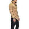 Men Longline T Shirt Designer Heaps Collar Long Sleeve Hip Hop Solid T Shirts Men's Irregular Tops tee1294o