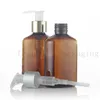 Brun plast lotion cream pump packning flaska, 125cc återfyllningsbara schampo plastflaskor, personlig vård tomma kosmetiska behållare