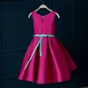 Hot Pink Flower Girl Dresses For Weddings Knee Length Cap Sleeve First Communion Dresses for Girls Thick Winter Autumn Dress 3-14 Age