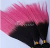 Ombre Hair Weave Extension Straight 6A Grade Ombre Brazilian Virgin Hair Trama 1b / fucsia pink extensiones 3 o 4 Bundles Mix Length Hair