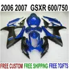 Novo Kit de Feira para Suzuki GSX-R600 / 750 06 07 Feedings K6 GSXR 600 750 2006 2007 Matte Black Azul Plástico Motobike Set NS48