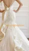 New Designer Vintage Wedding Dresses Off The Shoulder Strapless Court Train Wedding Dress Organza Ruffle Lace Appliques Bow Bridal Gown