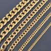 Width 3mm/4.5mm/6mm/7.5mm/9.5mm/11.5mm Stainless Steel Gold Color Chain High Quality Men Cuban Chain Necklace