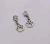 100Pcs Hollow Dog Paw Floating Lobster Clasps Charm Pendants Jewelry Making DIY Handmade Craft 11x27mm Antique Silver