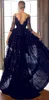 Sexy Hi Lo Black Prom Dresses Lace Formal Cocktail Dresses Beads Bateau Neck Long Sleeves Formal Evening Gowns Arabic Party Ball Gowns