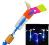 Toy Helicopter Flash Arrows Rubber Band Party Gift LED Amazing Flying Outdoor Shining Rocket Light Slingshot Elastic Rotating Flying Arrow For Children