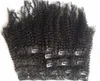 Afro Kinky Curly Russian Clip in Hair Extensions Natural Black 3C, 4A, 4B, 4C Clip Human Hair G-Easy Hair Products