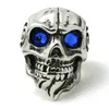 Groothandelsprijs Crystal Eyes Skull Ring 316L Rvs Punk Style Band Party Cool Man Baard Skull Ruby Eyes Ring