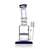 Best quality blue and clear color glass Bong glass water pipe with honeycomb percolator 7inches 18mm joint