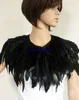 Hand Made Feather Cape Shawl Scarf Performance Dress Costume Cosplay Black Green for Halloween Christmas Party6838831