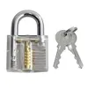 15Piece Lock Picks Set Professional Transparent Cutaway Padlock Practice Lock With Locksmith Tools for Lock Pick Training Trainer Practice