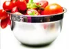 Rostfritt stål blandningsskålar stål mat behållare sallad skål 18-30 cm storlek servis silver utan lock