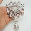 Whole -Luxury Bride Flower Drop Pendant Bride Bridesmaid Wedding Brooch Pin Clear Ab Rhinestone Crystal299V