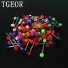 Hele 100 stcs 15g tongring gemengde kleuren gewone bal uv acryl piercing tong barbell 2945513