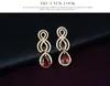 Fashion Austria Crystal Water drop Emerald/Ruby Black Gem Necklace Jewelry Sets Classic Design 18K Gold Plated Women Party Gift