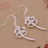 Fashion (Jewelry Manufacturer) 40 pcs a lot Crystal Pierced Clover earrings 925 sterling silver jewelry factory price Fashion Shine Earrings