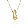 26 Letters Initials Gold plated Disc Pendant Necklace for Women Stainless Steel Simple Script Font Charm necklaces NL-2457