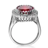 10 Pieces 1 Lot LuckyShine Oval Red Crystal Cubic Zircon Rings 925 Silver Rings Mother Holiday Gift Rings Full New
