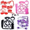 7 em 1 kit de escravidão Conjunto de fetiche bdsm Roleplay Handcuffs corda chicote bola de bola de bola BlackredPinkpurple Slave Bondage Kit77758240