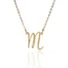 Modische, vergoldete Anfangsbuchstaben-Halskette für Damen, Edelstahl, einfache Skript-Schriftart, Buchstaben-Halskette NL-2457