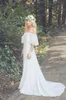 2020 Sexig av axel En linje Bohemian Bröllopsklänningar Summer Lace Beach Boho Hippie Bridal Gowns Vintage Custom Made