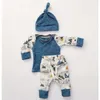 Ensemble de vêtements pour bébé printemps-automne, tenues pour bébés garçons en coton, T-shirt à manches longues + pantalon long + chapeau, 3 pièces