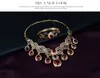 Trendy 18K Gold Plated Wedding Gem Zircon Beads Necklaces Bracelet Ring Earrings Women Party Jewelry Sets 3Colors